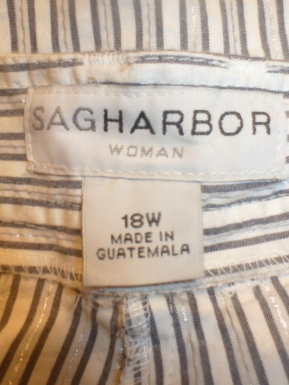 Sag Harbor  White striped Print Pants 18W